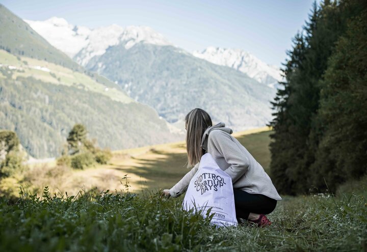 CleanUp Days: Person sammelt Müll mit dem CleanUP Kit | © TV Ahrntal / Martin Zimmerhofer