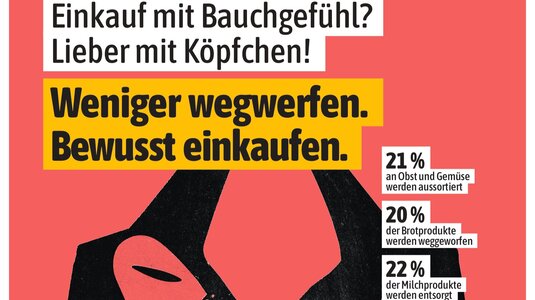 Kampagnenplakat der eigenen Kampagne, mit der das Land Südtirol das Thema Lebensmittelverschwendung in den Fokus rückt . | © Autonome Provinz Bozen