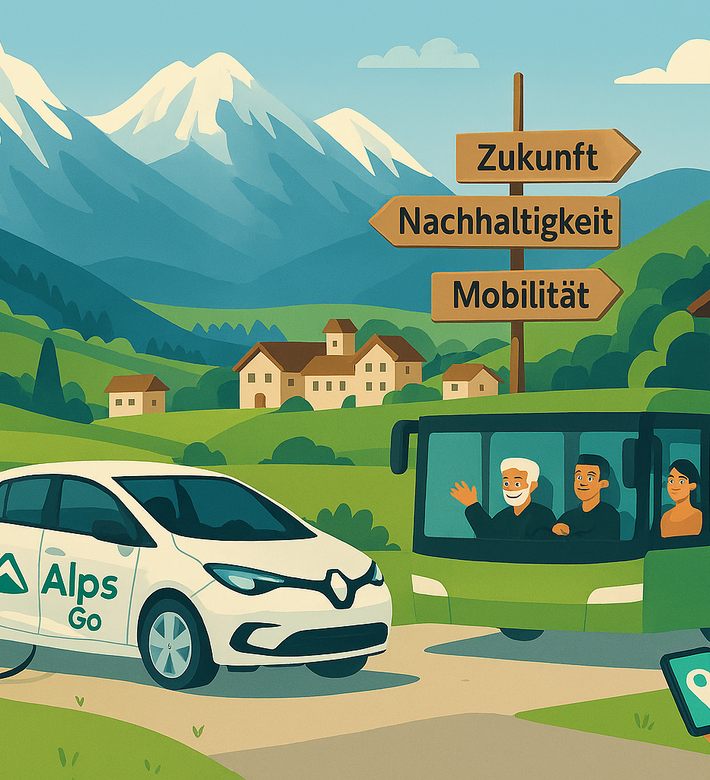 Symbolbild: TourisMUT-Webinar: Nachhaltige Mobilität im Alpenraum | © Generiert mit KI