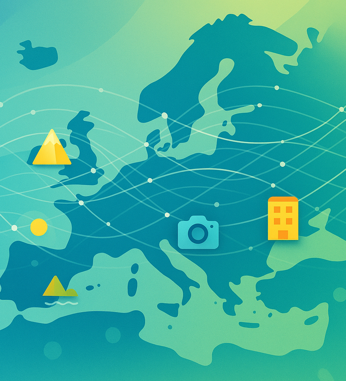 Landkarte von Europa mit Linien, welche ein Netzwerk symbolisieren | © Ki generiertes Bild